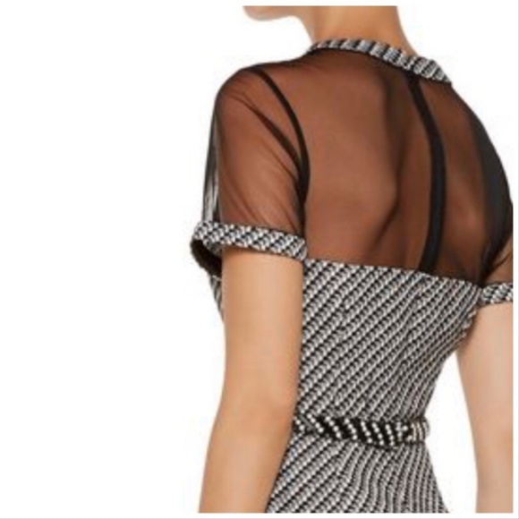 Mikael Aghal Tulle Panelled Embellished Tweed Dres - Picture 3 of 4